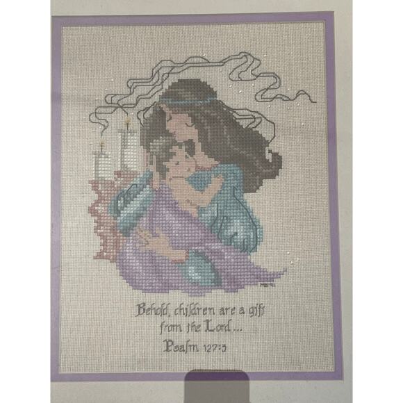 Mother & Child Completed Cross Stitch Country Craft Child of God - Picture 2 of 4